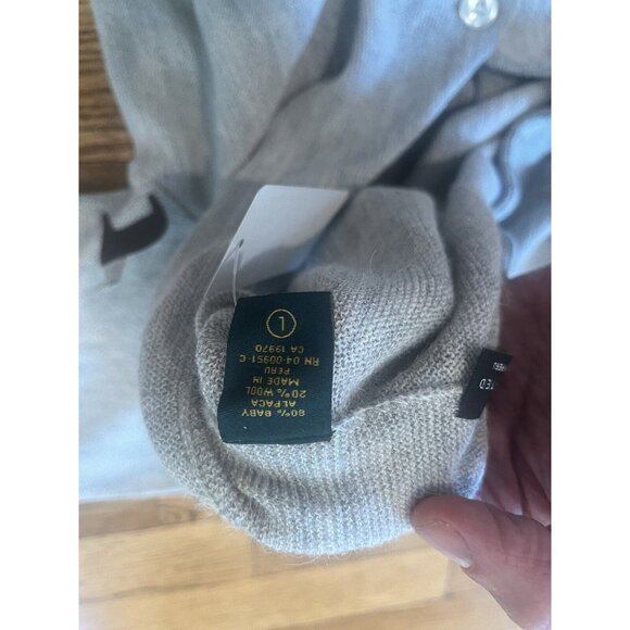 NWT Baby Alpaca Wool Blend Peru Unlimited Long Sleeve Large Gray Button Cardigan - Picture 10 of 11